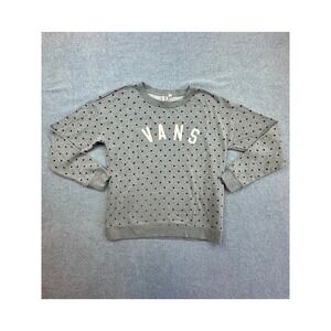 Vans Womens Gray Polka Dot Crewneck Sweatshirt Logo Fleece Pullover Small